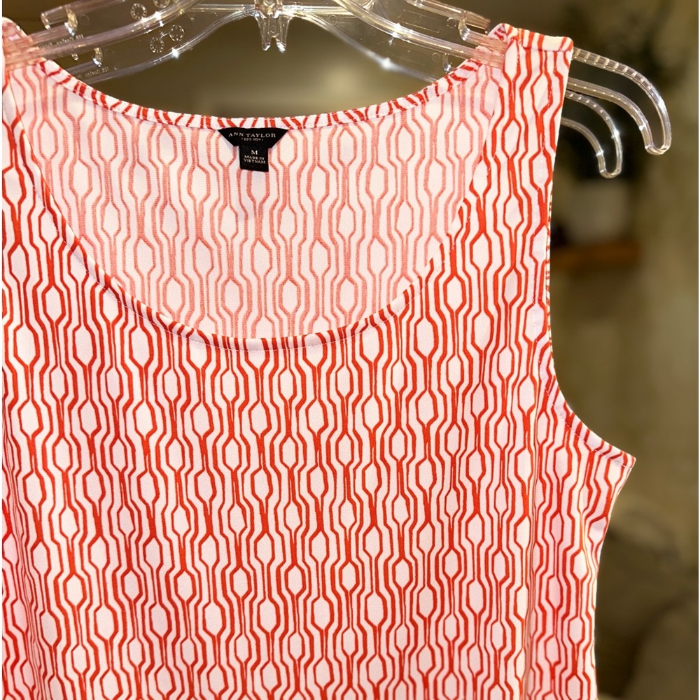 Ann Taylor Orange & White Design Sleeveless Top - Medium - Picture 7 of 8